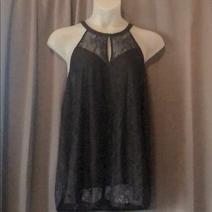 Lace Overlay Sleeveless Top